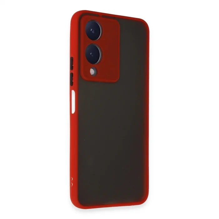 BUĞZ Vivo Y17s Kılıf Montreal Silikon Kapak - Kırmızı