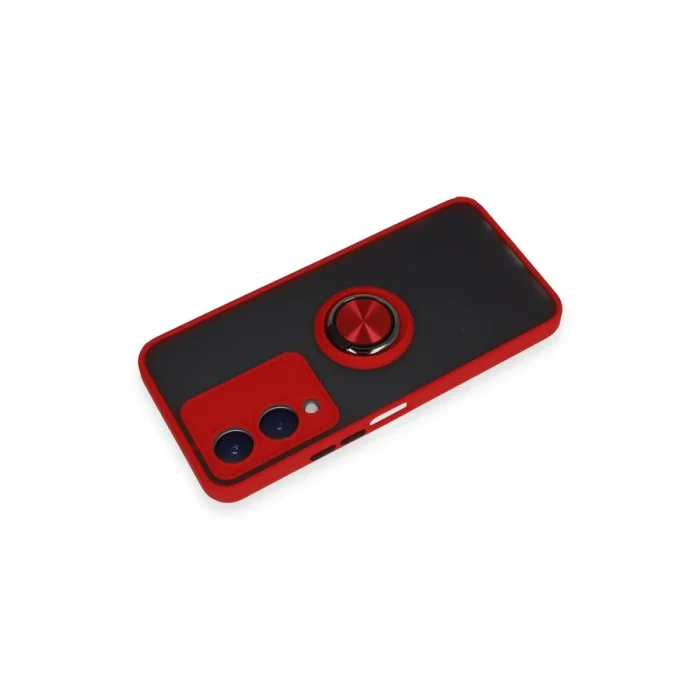 BUĞZ Vivo Y17s Kılıf Montreal Yüzüklü Silikon Kapak - Kırmızı