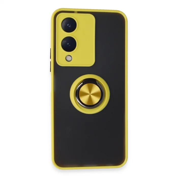 BUĞZ Vivo Y17s Kılıf Montreal Yüzüklü Silikon Kapak - Sarı