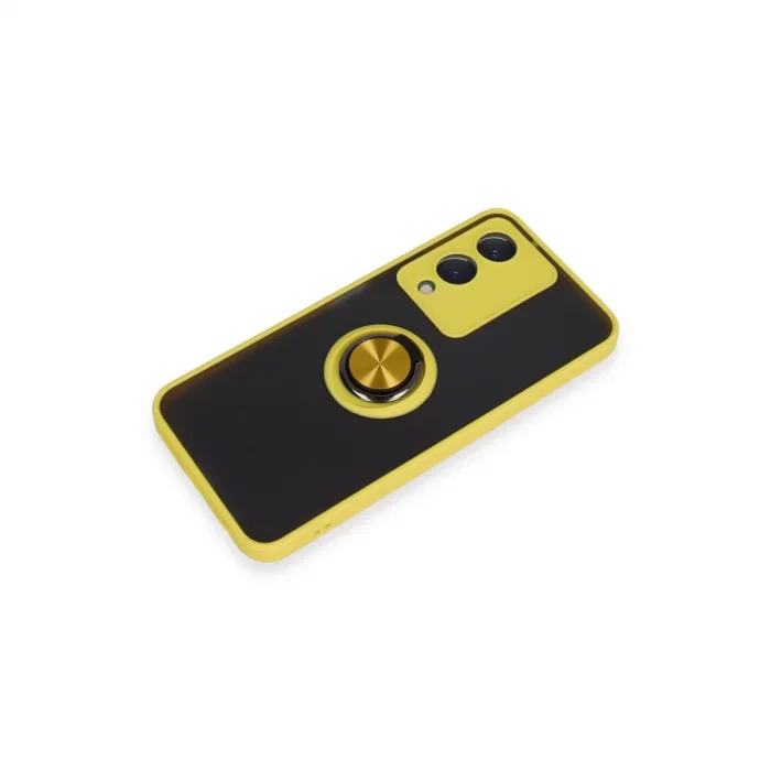 BUĞZ Vivo Y17s Kılıf Montreal Yüzüklü Silikon Kapak - Sarı