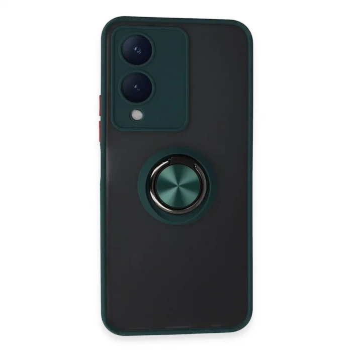 BUĞZ Vivo Y17s Kılıf Montreal Yüzüklü Silikon Kapak - Yeşil