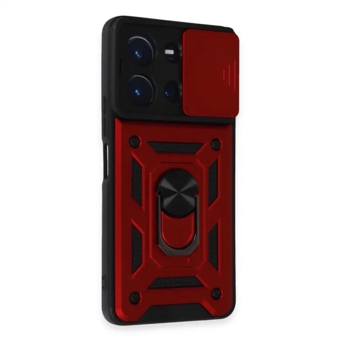 BUĞZ Vivo Y36 Kılıf Pars Lens Yüzüklü Silikon - Kırmızı