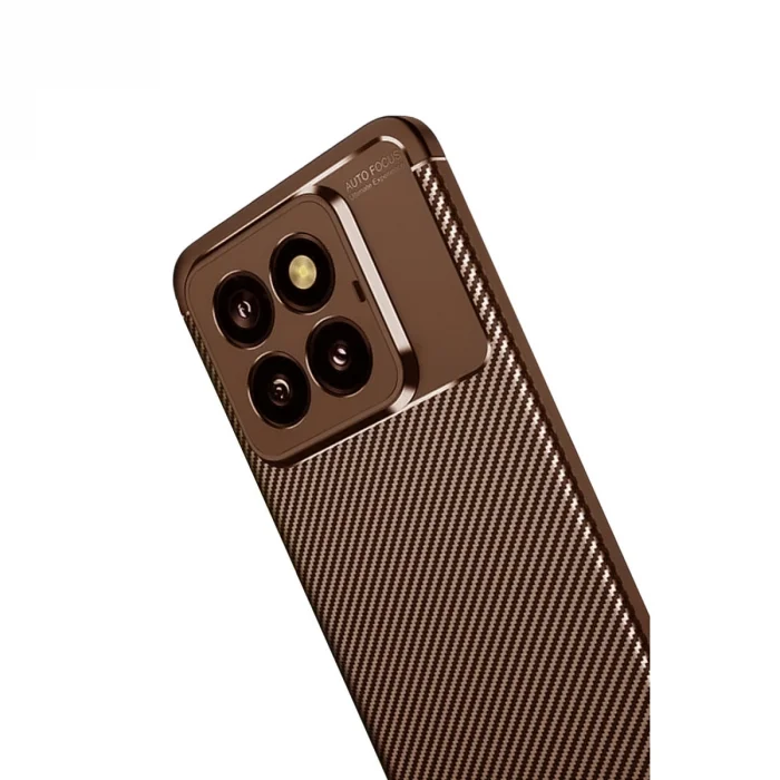 BUĞZ Xiaomi Mi 14t Pro Kılıf Auto Focus Karbon Kapak - Kahverengi