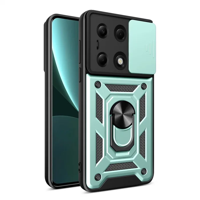 BUĞZ Xiaomi Poco M6 Pro 4g Kılıf Pars Lens Yüzüklü Silikon - Yeşil