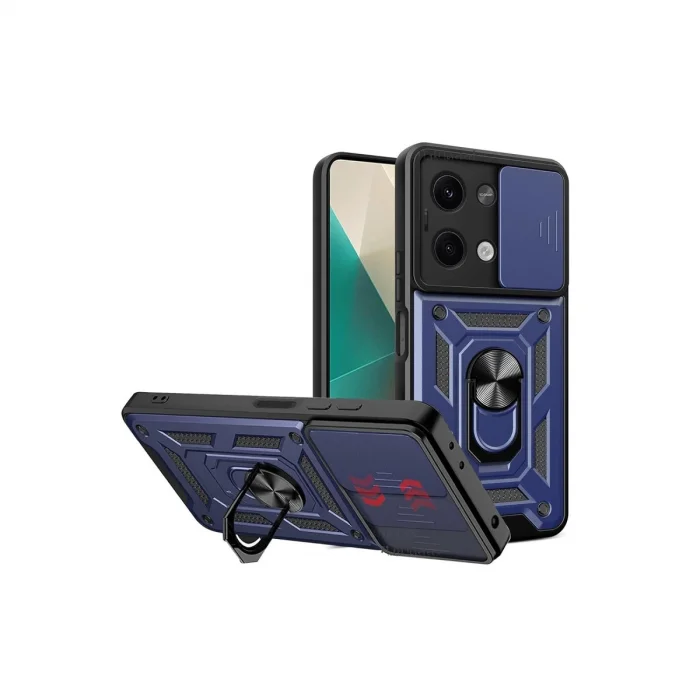 BUĞZ Xiaomi Poco X6 Kılıf Pars Lens Yüzüklü Silikon - Lacivert