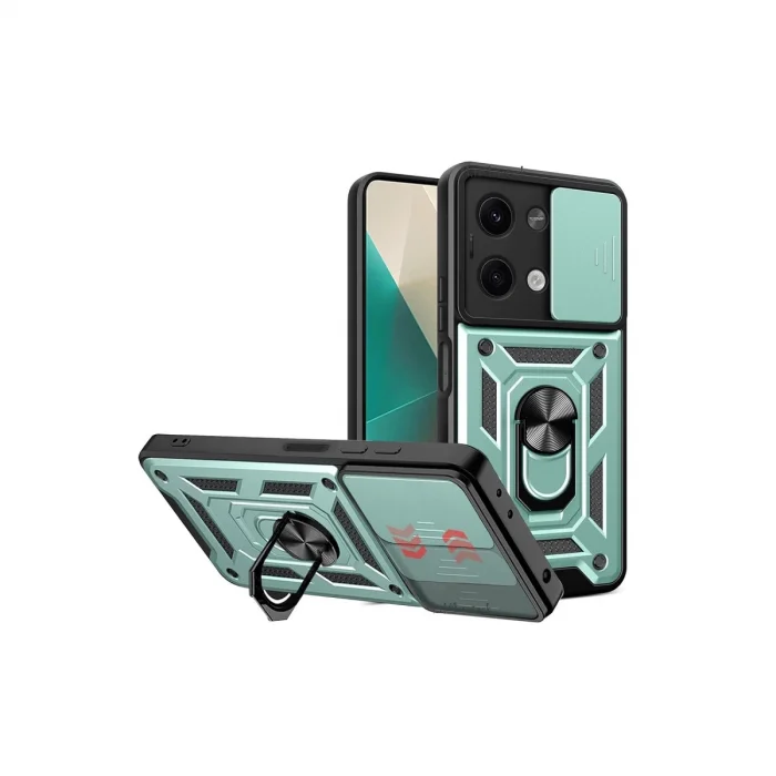 BUĞZ Xiaomi Poco X6 Kılıf Pars Lens Yüzüklü Silikon - Yeşil