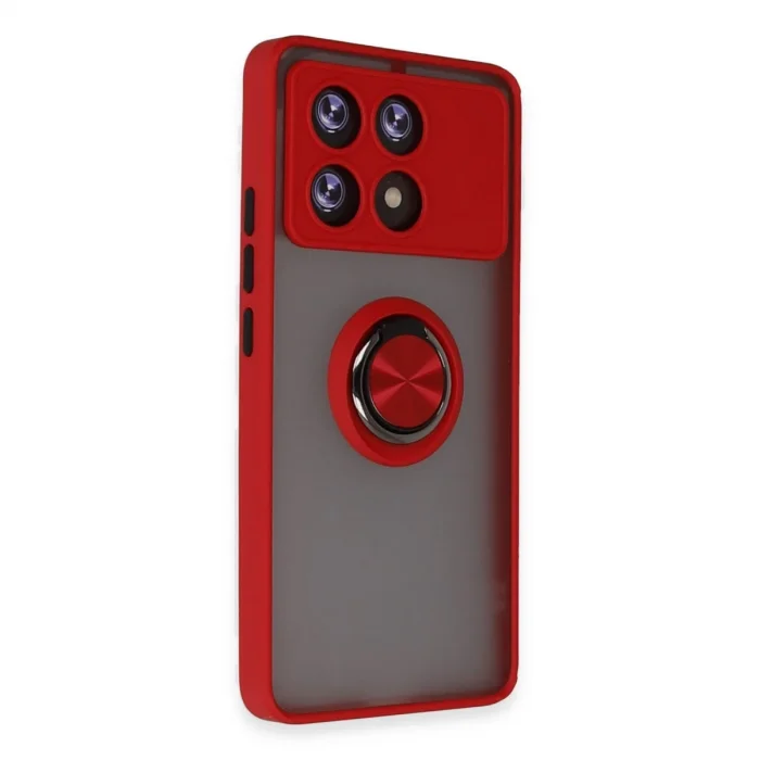 BUĞZ Xiaomi Poco X6 Pro Kılıf Montreal Yüzüklü Silikon Kapak - Kırmızı