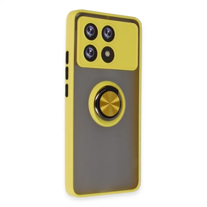 BUĞZ Xiaomi Poco X6 Pro Kılıf Montreal Yüzüklü Silikon Kapak - Sarı