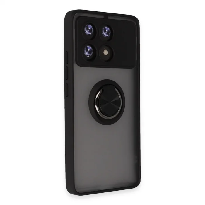 BUĞZ Xiaomi Poco X6 Pro Kılıf Montreal Yüzüklü Silikon Kapak - Siyah