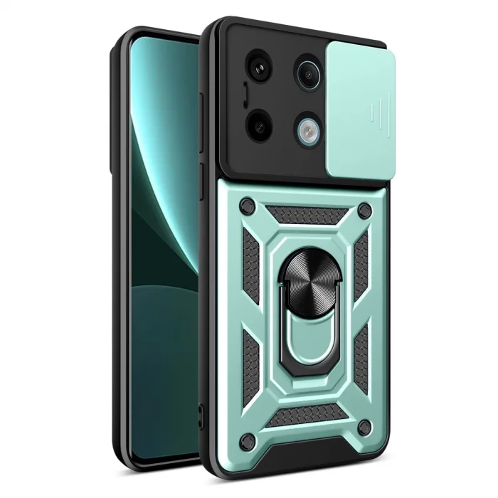 BUĞZ Xiaomi Poco X6 Pro Kılıf Pars Lens Yüzüklü Silikon - Yeşil