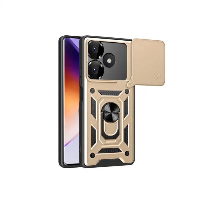 BUĞZ Xiaomi Redmi 13 4g Kılıf Pars Lens Yüzüklü Silikon - Gold