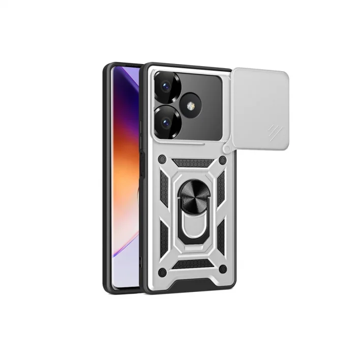 BUĞZ Xiaomi Redmi 13 4g Kılıf Pars Lens Yüzüklü Silikon - Gümüş