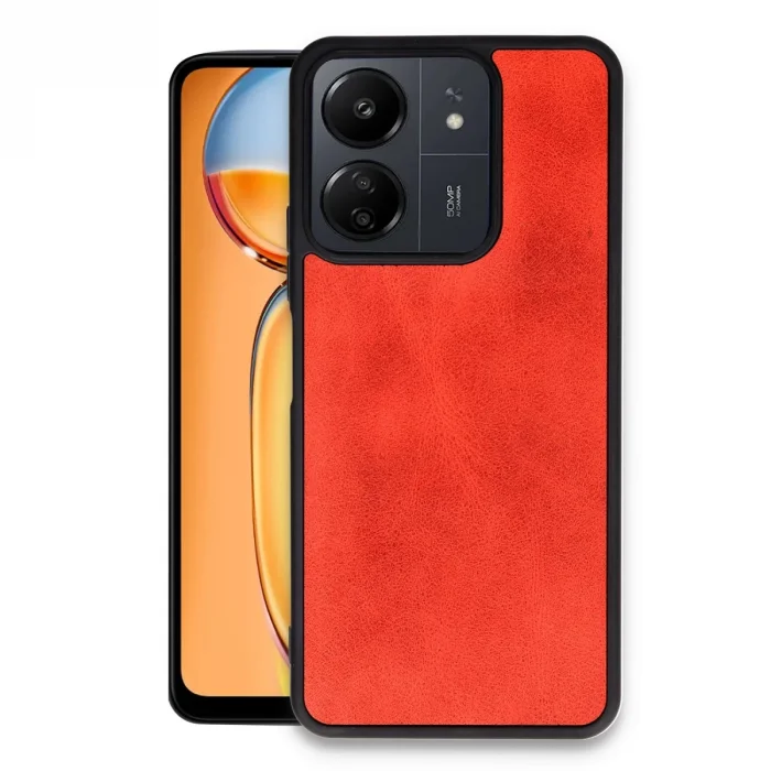 BUĞZ Xiaomi Redmi 13c Kılıf Aras Deri Kapak - Kırmızı