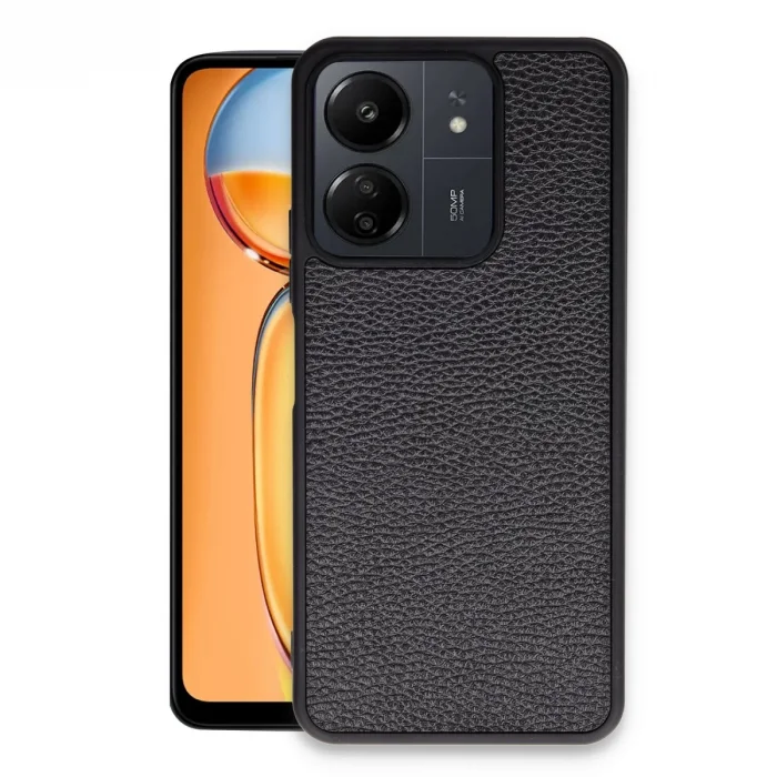 BUĞZ Xiaomi Redmi 13c Kılıf Aras Deri Kapak - Siyah
