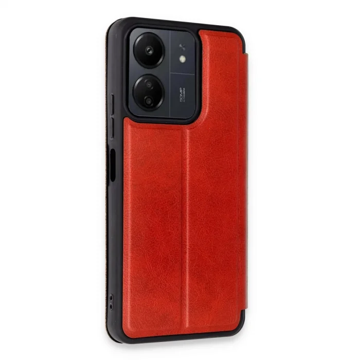 BUĞZ Xiaomi Redmi 13c Kılıf Flip Cover - Kırmızı