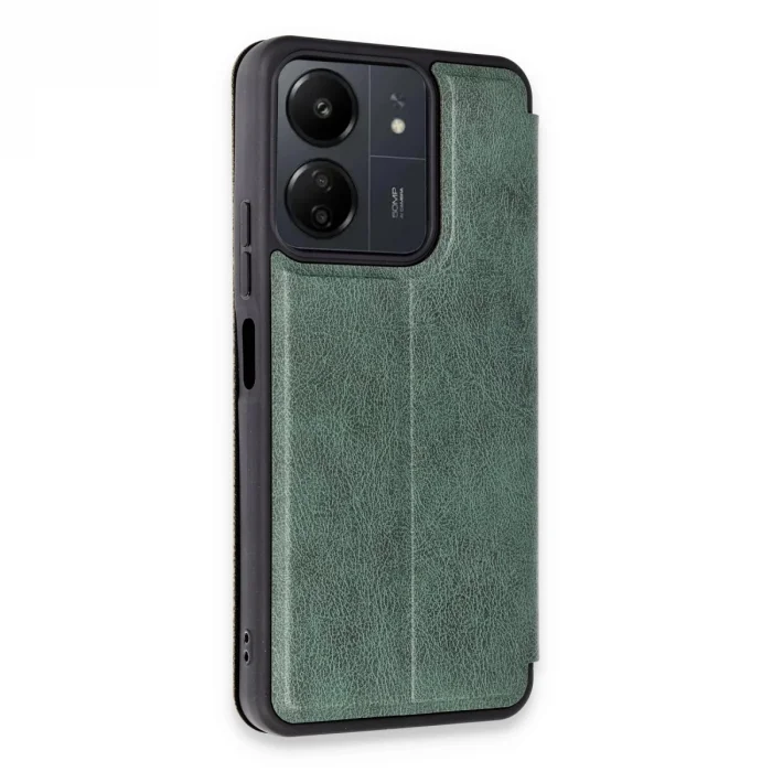 BUĞZ Xiaomi Redmi 13c Kılıf Flip Cover - Koyu Yeşil