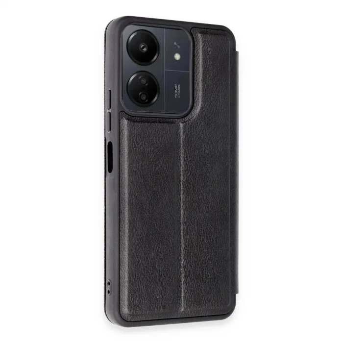 BUĞZ Xiaomi Redmi 13c Kılıf Flip Cover - Siyah