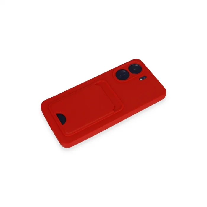 BUĞZ Xiaomi Redmi 13c Kılıf Kelvin Kartvizitli Silikon - Kırmızı