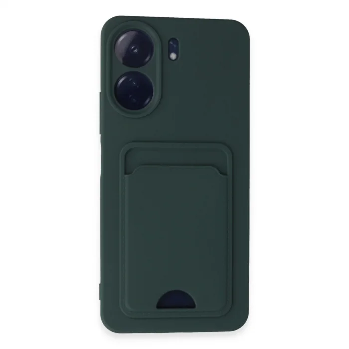 BUĞZ Xiaomi Redmi 13c Kılıf Kelvin Kartvizitli Silikon - Koyu Yeşil