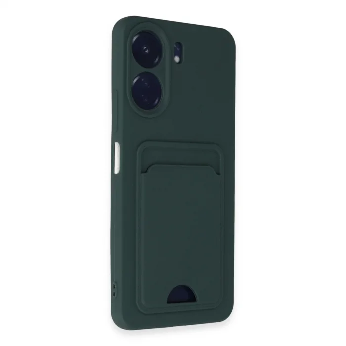 BUĞZ Xiaomi Redmi 13c Kılıf Kelvin Kartvizitli Silikon - Koyu Yeşil