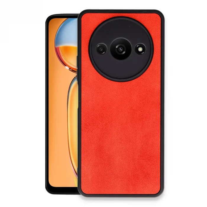 BUĞZ Xiaomi Redmi A3 4g Kılıf Aras Deri Kapak - Kırmızı