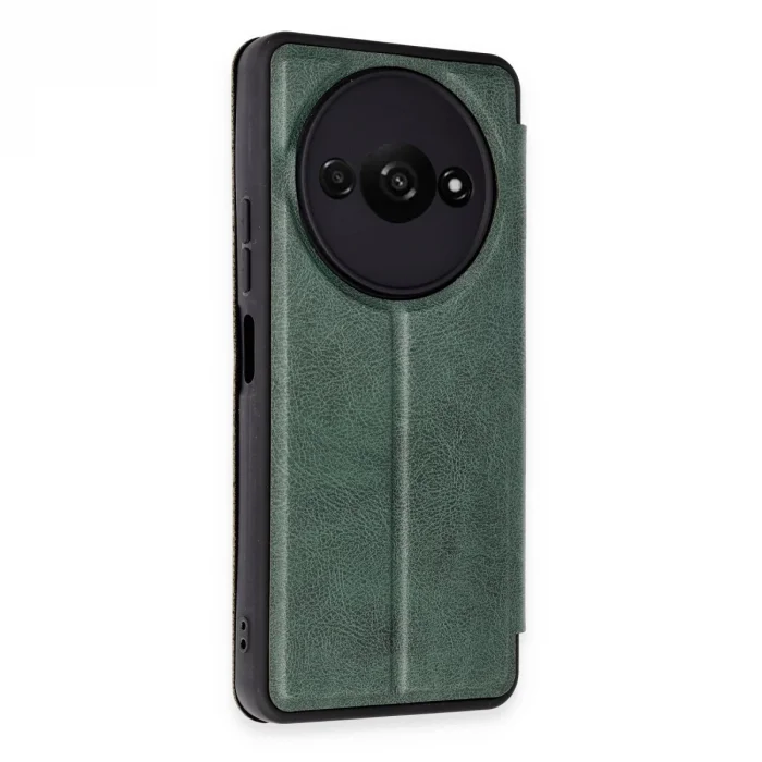 BUĞZ Xiaomi Redmi A3 4g Kılıf Flip Cover - Koyu Yeşil