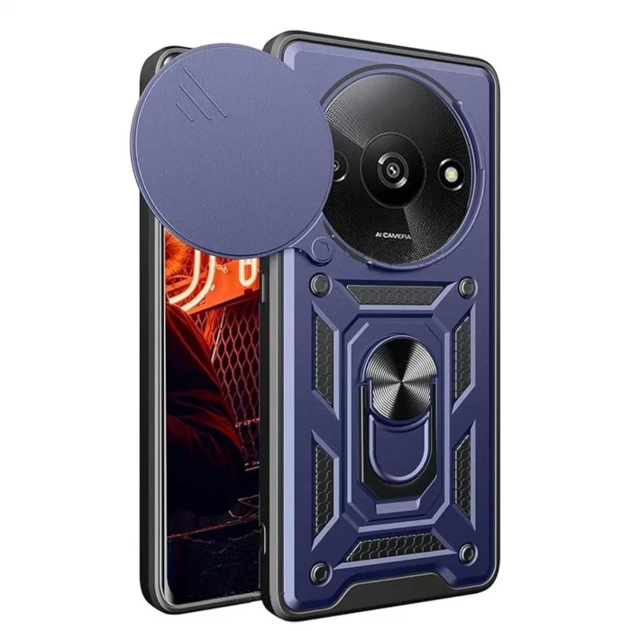 BUĞZ Xiaomi Redmi A3 4g Kılıf Pars Lens Yüzüklü Silikon - Lacivert