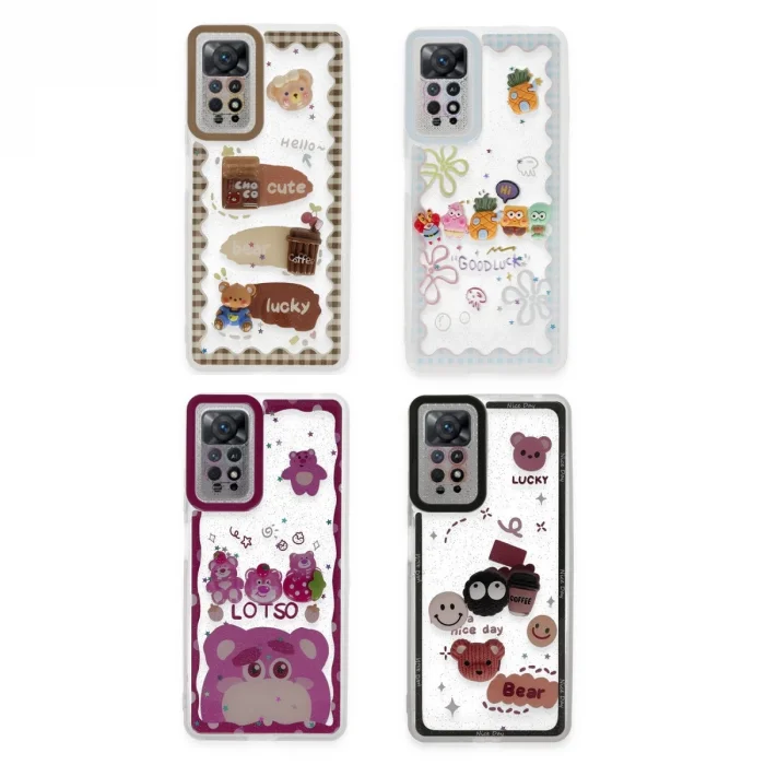 BUĞZ Xiaomi Redmi Note 11 Kılıf Sweet Desenli Silikon Kapak - Şeffaf