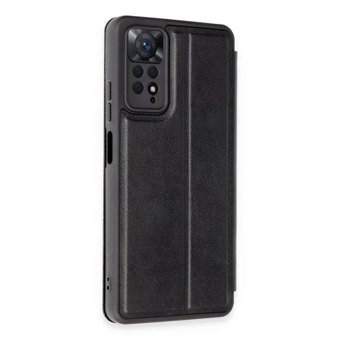 BUĞZ Xiaomi Redmi Note 12 Pro 4g Kılıf Flip Cover - Siyah