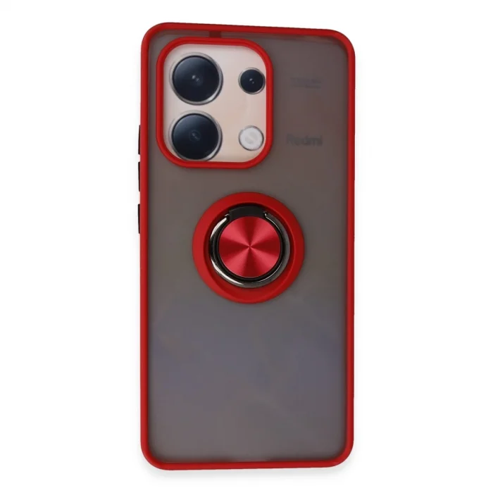 BUĞZ Xiaomi Redmi Note 13 4g Kılıf Montreal Yüzüklü Silikon Kapak - Kırmızı