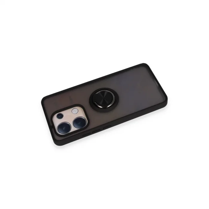 BUĞZ Xiaomi Redmi Note 13 4g Kılıf Montreal Yüzüklü Silikon Kapak - Siyah