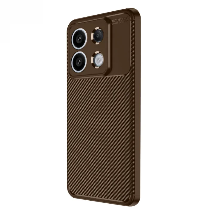 BUĞZ Xiaomi Redmi Note 13 Pro 4g Kılıf Auto Focus Karbon Kapak - Kahverengi