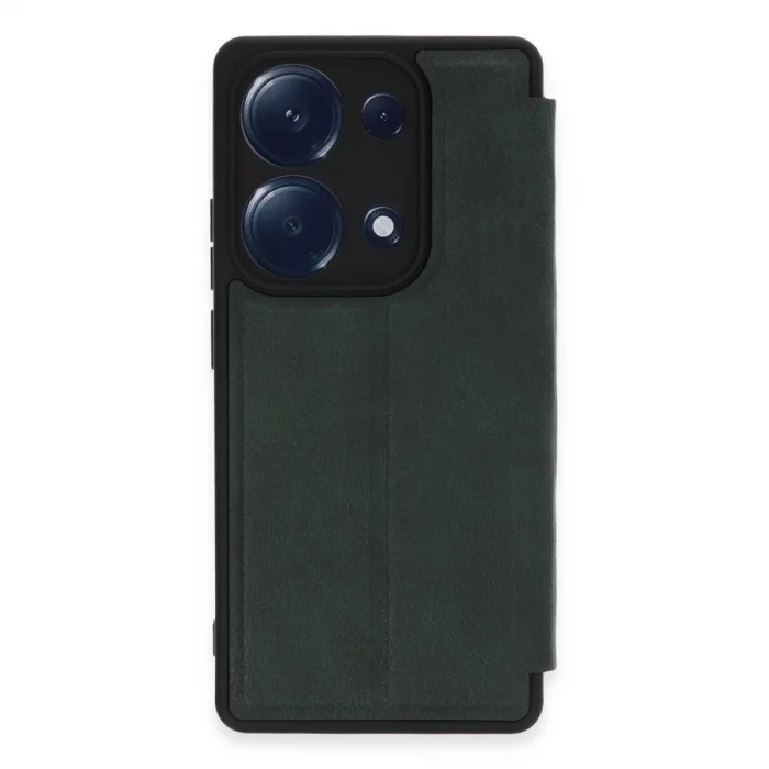 BUĞZ Xiaomi Redmi Note 13 Pro 4g Kılıf Flip Cover - Koyu Yeşil