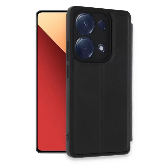 BUĞZ Xiaomi Redmi Note 13 Pro 4g Kılıf Flip Cover - Siyah