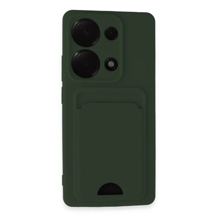 BUĞZ Xiaomi Redmi Note 13 Pro 4g Kılıf Kelvin Kartvizitli Silikon - Koyu Yeşil