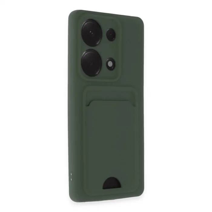 BUĞZ Xiaomi Redmi Note 13 Pro 4g Kılıf Kelvin Kartvizitli Silikon - Koyu Yeşil