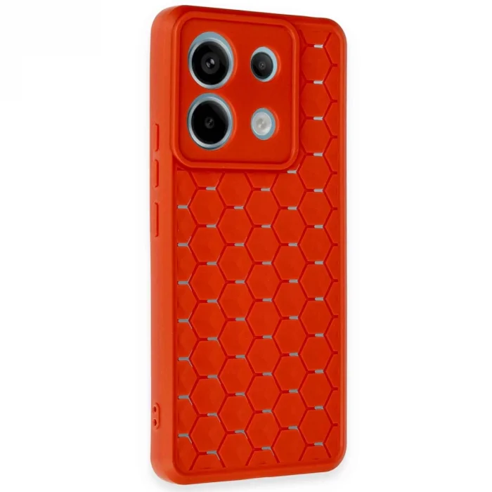 BUĞZ Xiaomi Redmi Note 13 Pro 5g Kılıf Petek Silikon Kapak - Kırmızı