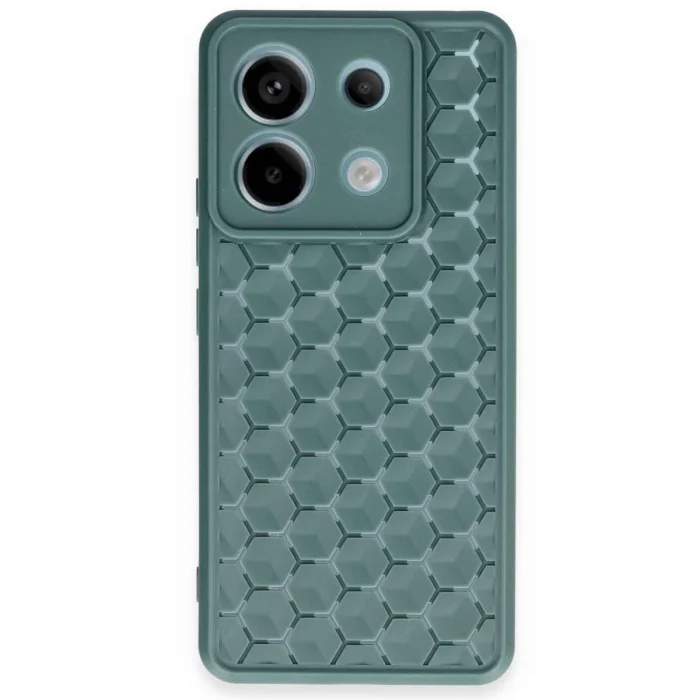 BUĞZ Xiaomi Redmi Note 13 Pro 5g Kılıf Petek Silikon Kapak - Koyu Yeşil