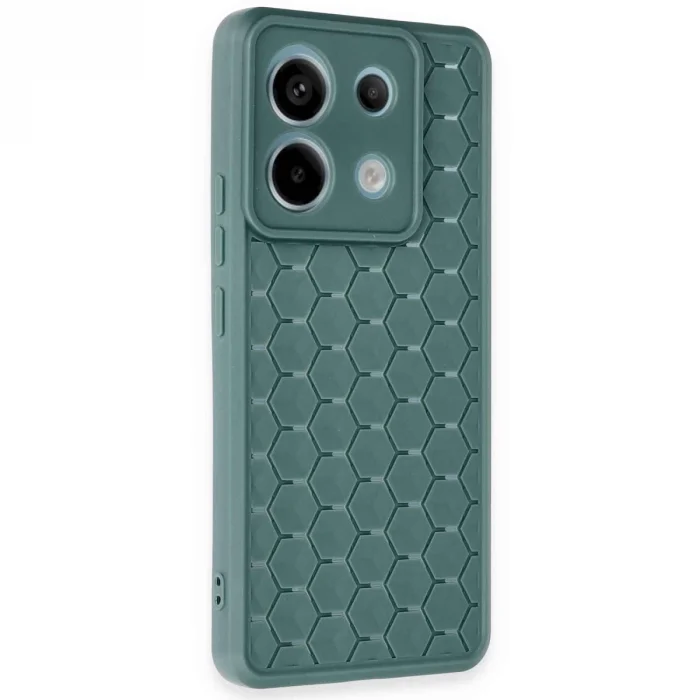 BUĞZ Xiaomi Redmi Note 13 Pro 5g Kılıf Petek Silikon Kapak - Koyu Yeşil