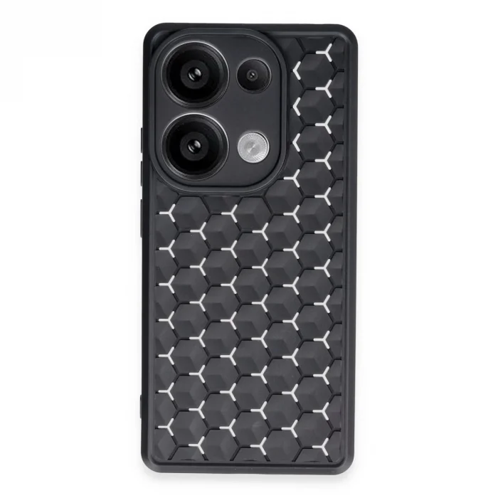 BUĞZ Xiaomi Redmi Note 13 Pro 5g Kılıf Petek Silikon Kapak - Siyah