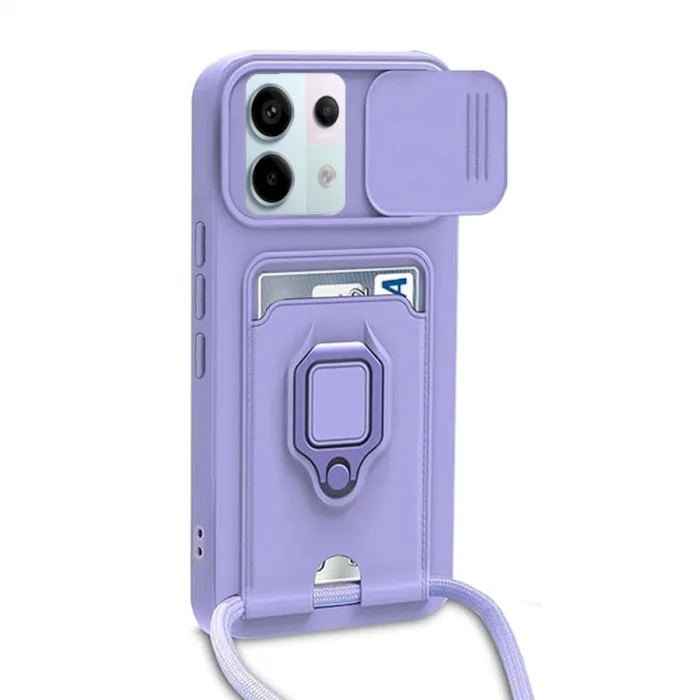 BUĞZ Xiaomi Redmi Note 13 Pro 5g Kılıf Zuma Kartvizitli Yüzüklü Silikon - Lila