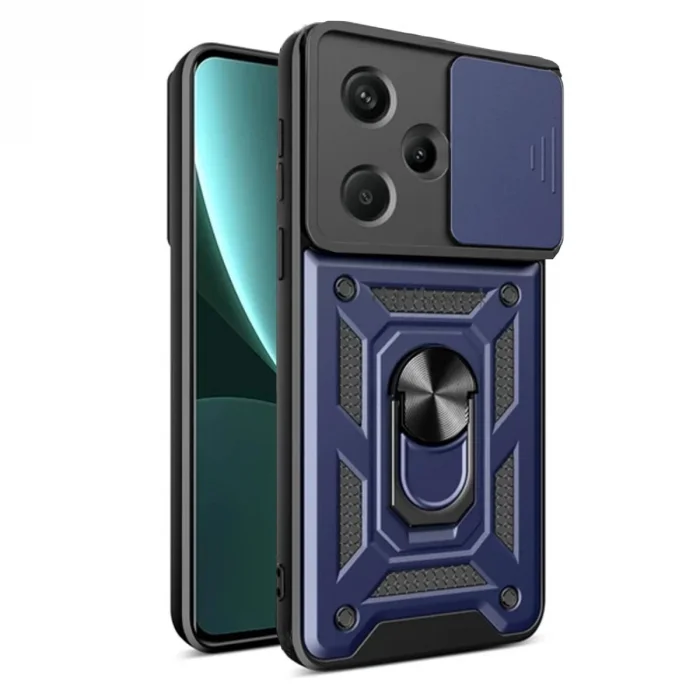 BUĞZ Xiaomi Redmi Note 13 Pro Plus Kılıf Pars Lens Yüzüklü Silikon - Lacivert