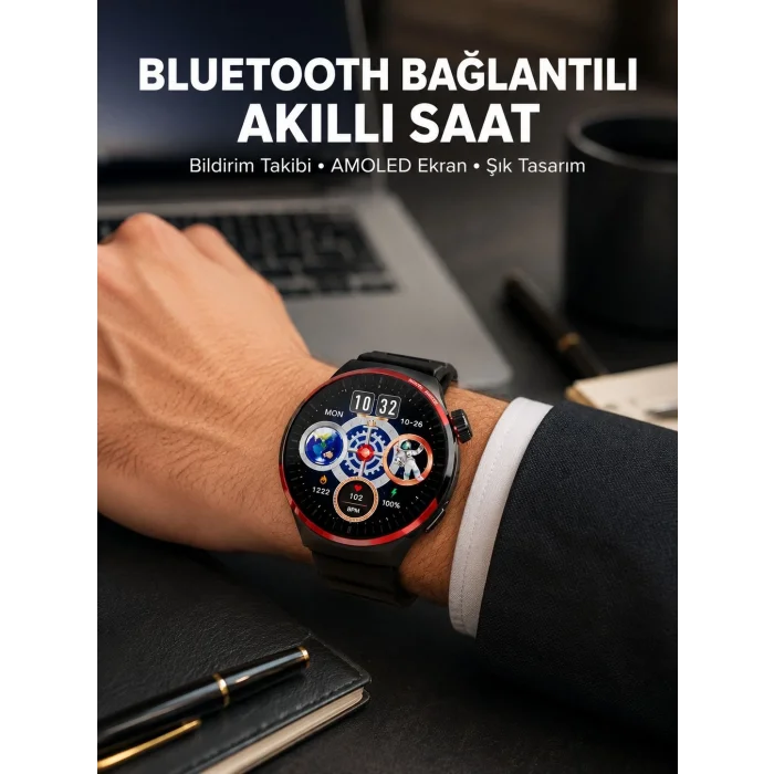 BUĞZ NFC Destekli Akıllı Saat AMOLED Ekranlı Şık Tasarım Yeni Nesil