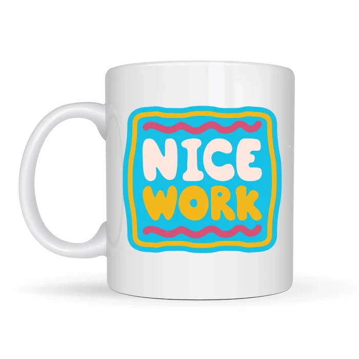 BUĞZ Nice Work HARİKA İŞ ÇIKARDIN Yazılı Porselen Kupa MODEL 147 – Motivasyon Kupası – Tebrik & Başarı Temalı Kahve Kupası – Hediye Fikri