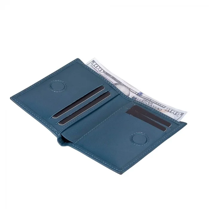  Nigra Hakiki Deri, El Yapımı Cüzdan Gölgeli Mavi