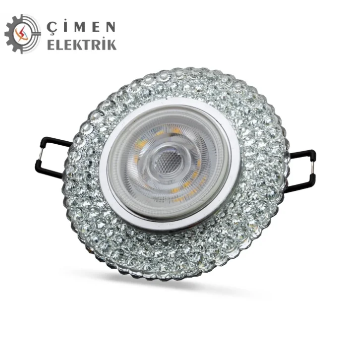  NOAS YL65 1747 Nilus Led Çerçeveli 4000K Yuvarlak Kristal Cam Spot Kasa - Priz ve Anahtar İçin Uyumlu Çerçeve