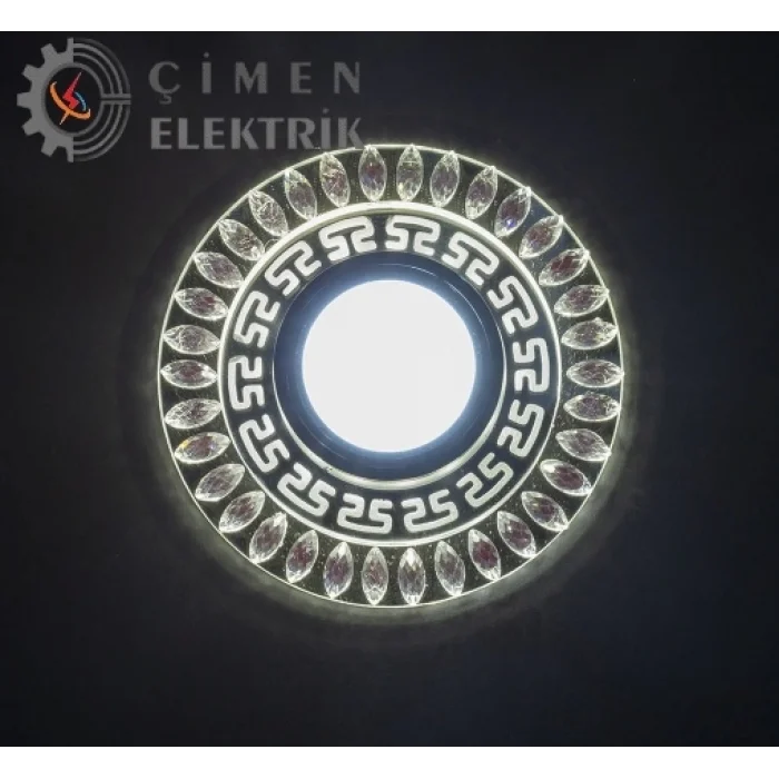  NOAS YL65 1757 FLORA Led Çerçeveli 4000K + Mavi Yuvarlak Kristal Cam Spot Kasa - Priz ve Anahtar İçin Uyumlu Çerçeve