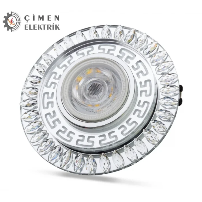 BUĞZ NOAS YL65 1757 FLORA Led Çerçeveli 4000K + Mavi Yuvarlak Kristal Cam Spot Kasa - Priz ve Anahtar İçin Uyumlu Çerçeve