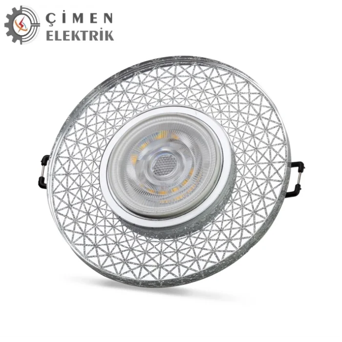  NOAS YL65 1767 İris LED Çerçeveli 4000K Yuvarlak Kristal Cam Spot Kasa - Priz ve Anahtar İçin Uyumlu Çerçeve