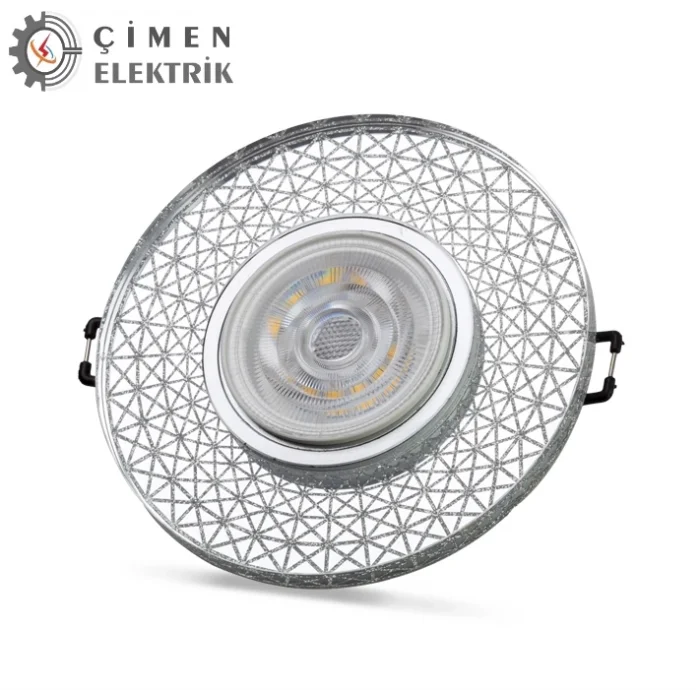  NOAS YL65 1767 İris LED Çerçeveli 4000K Yuvarlak Kristal Cam Spot Kasa - Priz ve Anahtar İçin Uyumlu Çerçeve